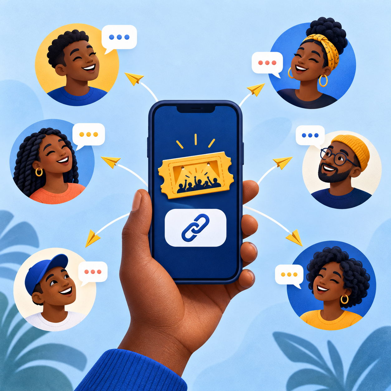 Phone sharing an event link with guests